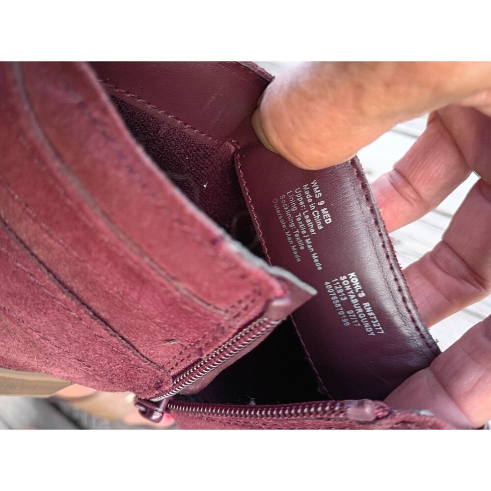Sonoma Ankle Boots Leather Women's Sz 9M Burgandy Zip Buckle - Picture 5 of 10